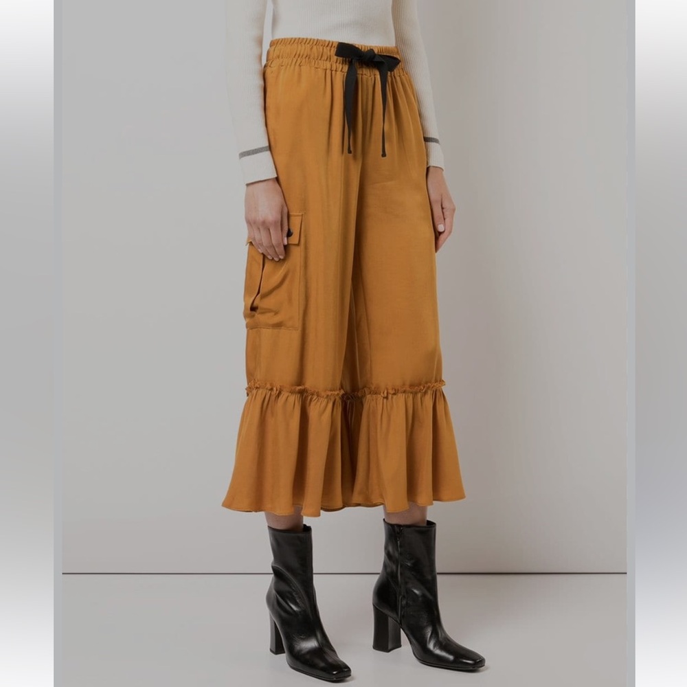 Cinq A Sept Frilled Flared Trousers Gold XS